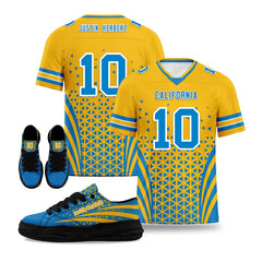 Custom Blue White California Football Jersey and Sports Shoes Combo Offer Personalized Combo ZH-D023031-22