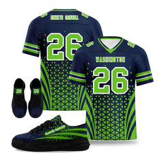 Custom Blue White Washington Football Jersey and Sports Shoes Combo Offer Personalized Combo ZH-D023031-27