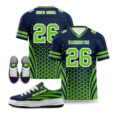 Custom Blue White Washington Football Jersey and Sports Shoes Combo Offer Personalized Combo ZH-D023031-27