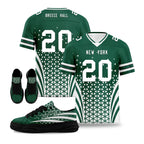 Custom Green White New York Football Jersey and Sports Shoes Combo Offer Personalized Combo ZH-D023031-28