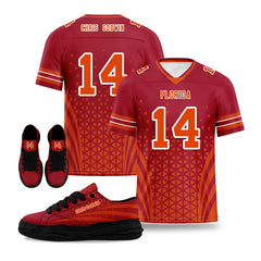 Custom Red White Florida Football Jersey and Sports Shoes Combo Offer Personalized Combo ZH-D023031-29