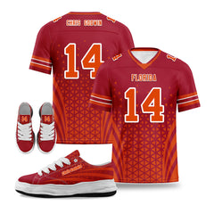 Custom Red White Florida Football Jersey and Sports Shoes Combo Offer Personalized Combo ZH-D023031-29