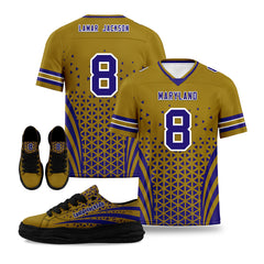 Custom Blue Yellow Maryland Football Jersey and Sports Shoes Combo Offer Personalized Combo ZH-D023031-2