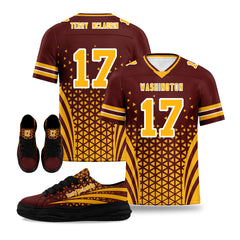 Custom Deep Red White Washington Football Jersey and Sports Shoes Combo Offer Personalized Combo ZH-D023031-31