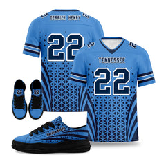 Custom Blue Deep Blue Tennessee Football Jersey and Sports Shoes Combo Offer Personalized Combo ZH-D023031-32