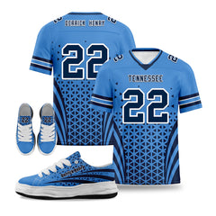 Custom Blue Deep Blue Tennessee Football Jersey and Sports Shoes Combo Offer Personalized Combo ZH-D023031-32