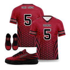 Custom Red Black Georgia Football Jersey and Sports Shoes Combo Offer Personalized Combo ZH-D023031-3