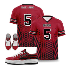 Custom Red Black Georgia Football Jersey and Sports Shoes Combo Offer Personalized Combo ZH-D023031-3