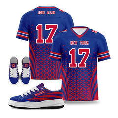 Custom Blue Red New York Football Jersey and Sports Shoes Combo Offer Personalized Combo ZH-D023031-4