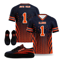 Custom Black Orange Illinois Football Jersey and Sports Shoes Combo Offer Personalized Combo ZH-D023031-7