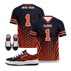 Custom Black Orange Illinois Football Jersey and Sports Shoes Combo Offer Personalized Combo ZH-D023031-7