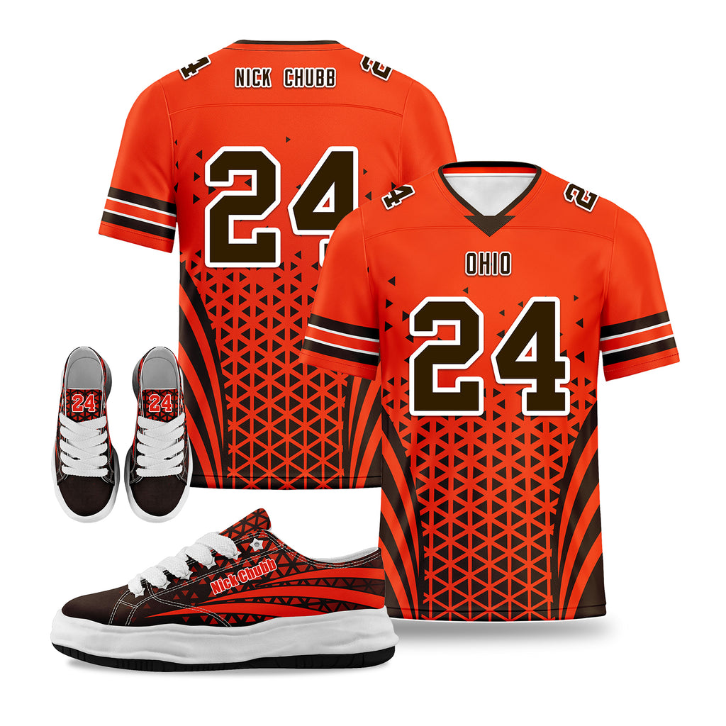 Custom Black Orange Ohio Football Jersey and Sports Shoes Combo Offer Personalized Combo ZH-D023031-8