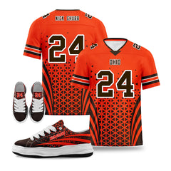 Custom Black Orange Ohio Football Jersey and Sports Shoes Combo Offer Personalized Combo ZH-D023031-8