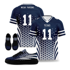 Custom Blue White Texas Football Jersey and Sports Shoes Combo Offer Personalized Combo ZH-D023031-9