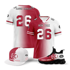 Custom White Red New York Football Jersey MaxSoul Shoes and Hat Combo Offer Personalized Combo ZH-D028018-11