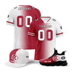 Custom White Red New York Football Jersey MaxSoul Shoes and Hat Combo Offer Personalized Combo ZH-D028018-11