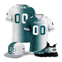 Custom White Green Pennsylvania Football Jersey MaxSoul Shoes and Hat Combo Offer Personalized Combo ZH-D028018-12