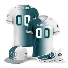 Custom White Green Pennsylvania Football Jersey MaxSoul Shoes and Hat Combo Offer Personalized Combo ZH-D028018-12