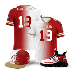 Custom White Red California Football Jersey MaxSoul Shoes and Hat Combo Offer Personalized Combo ZH-D028018-13