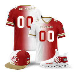 Custom White Red California Football Jersey MaxSoul Shoes and Hat Combo Offer Personalized Combo ZH-D028018-13