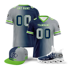 Custom Blue Grey Washington Football Jersey MaxSoul Shoes and Hat Combo Offer Personalized Combo ZH-D028018-14