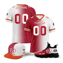 Custom White Red Florida Football Jersey MaxSoul Shoes and Hat Combo Offer Personalized Combo ZH-D028018-15