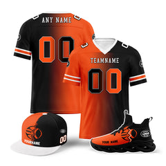 Custom Orange Black Ohio Football Jersey MaxSoul Shoes and Hat Combo Offer Personalized Combo ZH-D028018-19