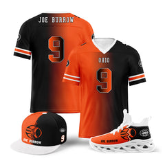 Custom Orange Black Ohio Football Jersey MaxSoul Shoes and Hat Combo Offer Personalized Combo ZH-D028018-19