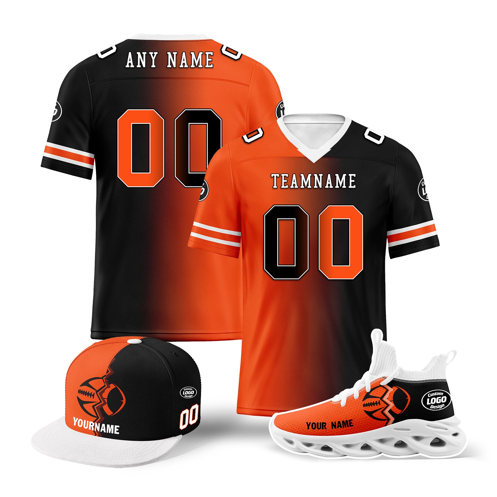 Custom Orange Black Ohio Football Jersey MaxSoul Shoes and Hat Combo Offer Personalized Combo ZH-D028018-19