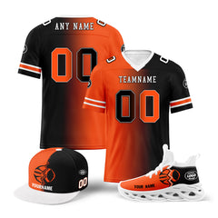 Custom Orange Black Ohio Football Jersey MaxSoul Shoes and Hat Combo Offer Personalized Combo ZH-D028018-19