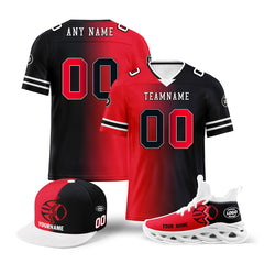 Custom Dark Gray Red Texas Football Jersey MaxSoul Shoes and Hat Combo Offer Personalized Combo ZH-D028018-22