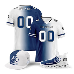 Custom Blue White Indiana Football Jersey MaxSoul Shoes and Hat Combo Offer Personalized Combo ZH-D028018-23