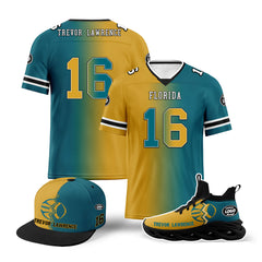 Custom Green Yellow Florida Football Jersey MaxSoul Shoes and Hat Combo Offer Personalized Combo ZH-D028018-24