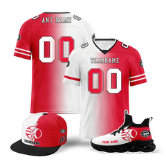 Custom Red White Missouri Football Jersey MaxSoul Shoes and Hat Combo Offer Personalized Combo ZH-D028018-25