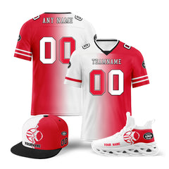 Custom Red White Missouri Football Jersey MaxSoul Shoes and Hat Combo Offer Personalized Combo ZH-D028018-25