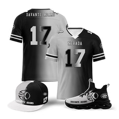 Custom Grey Black Las Vegas Football Jersey MaxSoul Shoes and Hat Combo Offer Personalized Combo ZH-D028018-26