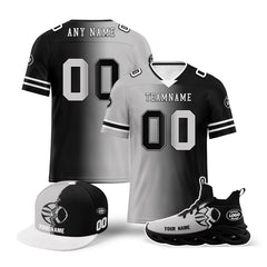 Custom Grey Black Las Vegas Football Jersey MaxSoul Shoes and Hat Combo Offer Personalized Combo ZH-D028018-26