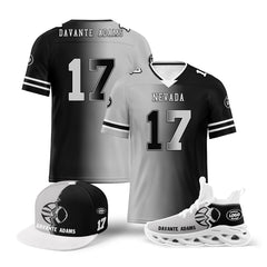 Custom Grey Black Las Vegas Football Jersey MaxSoul Shoes and Hat Combo Offer Personalized Combo ZH-D028018-26