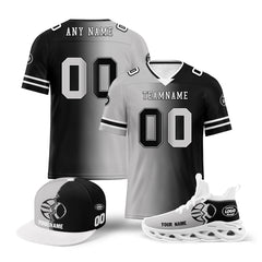 Custom Grey Black Las Vegas Football Jersey MaxSoul Shoes and Hat Combo Offer Personalized Combo ZH-D028018-26