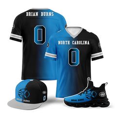 Custom Blue Black North Carolina Football Jersey MaxSoul Shoes and Hat Combo Offer Personalized Combo ZH-D028018-3