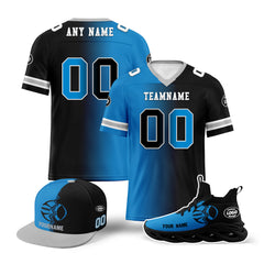 Custom Blue Black North Carolina Football Jersey MaxSoul Shoes and Hat Combo Offer Personalized Combo ZH-D028018-3