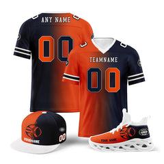 Custom Deep Blue Orange Illinois Football Jersey MaxSoul Shoes and Hat Combo Offer Personalized Combo ZH-D028018-4