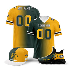 Custom Yellow Green Wisconsin Football Jersey MaxSoul Shoes and Hat Combo Offer Personalized Combo ZH-D028018-7