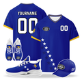 Custom Bosnia and Herzegovina 2026 World Cup High Quality Soccer Stadium Version Jersey Sneakers Sports Shoes and Hat Combo Offer Personalized Team Name and Logo ZH-F006103-2