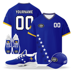 Custom Bosnia and Herzegovina 2026 World Cup High Quality Soccer Stadium Version Jersey Sneakers Sports Shoes and Hat Combo Offer Personalized Team Name and Logo ZH-F006103-2