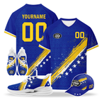 Custom Bosnia and Herzegovina 2026 World Cup High Quality Soccer Stadium Version Jersey Sneakers Sports Shoes and Hat Combo Offer Personalized Team Name and Logo ZH-F006103-5