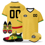 Custom Ghana 2026 World Cup High Quality Soccer Stadium Version Jersey Sneakers Sports Shoes and Hat Combo Offer Personalized Team Name and Logo ZH-F006104-1