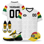 Custom Ghana 2026 World Cup High Quality Soccer Stadium Version Jersey Sneakers Sports Shoes and Hat Combo Offer Personalized Team Name and Logo ZH-F006104-3