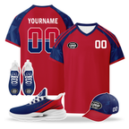 Custom Norway 2026 World Cup High Quality Soccer Stadium Version Jersey Sneakers Sports Shoes and Hat Combo Offer Personalized Team Name and Logo ZH-F00672-2