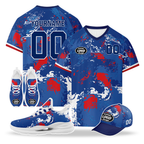 Custom Norway 2026 World Cup High Quality Soccer Stadium Version Jersey Sneakers Sports Shoes and Hat Combo Offer Personalized Team Name and Logo ZH-F00672-3